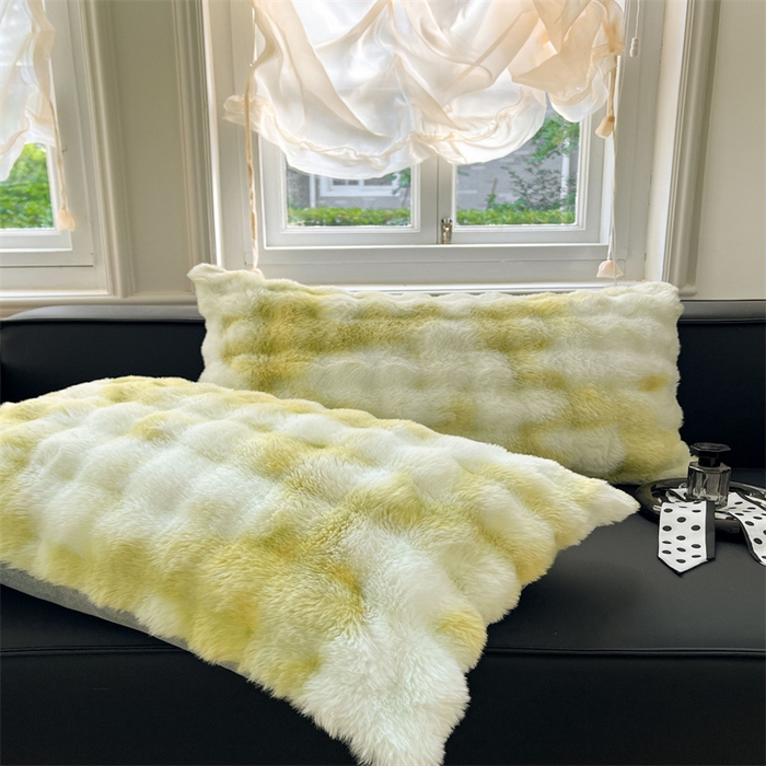 91家纺网 家纺一手货源 找家纺 梦舒羽 2025新款兔毛绒单人枕套牛奶绒枕芯套雪花绒宿舍枕头套一对装-泡泡 兔毛绒泡泡-梦幻果绿