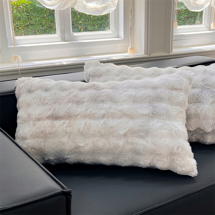 91家纺网 家纺一手货源 找家纺 梦舒羽 2025新款兔毛绒单人枕套牛奶绒枕芯套雪花绒宿舍枕头套一对装-泡泡 兔毛绒泡泡-梦幻浅灰