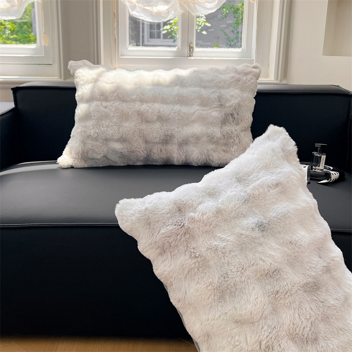 91家纺网 家纺一手货源 找家纺 梦舒羽 2025新款兔毛绒单人枕套牛奶绒枕芯套雪花绒宿舍枕头套一对装-泡泡 兔毛绒泡泡-梦幻浅灰