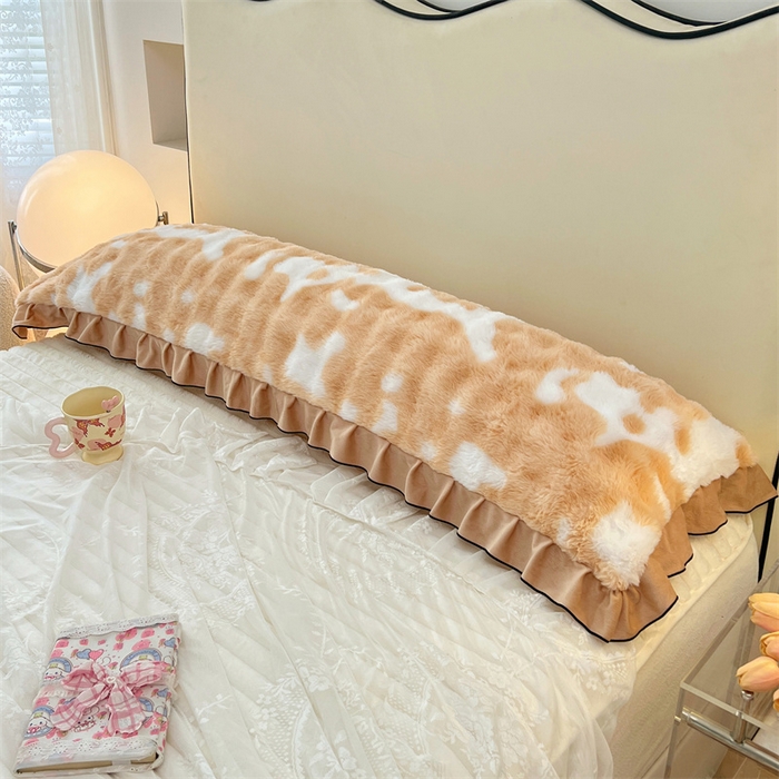 91家纺网 家纺一手货源 找家纺 梦舒羽 2025新款兔毛绒花边双人枕套牛奶绒加长情侣枕芯套雪花绒枕头套-泡泡 兔毛绒泡泡花边款-梦幻奶咖