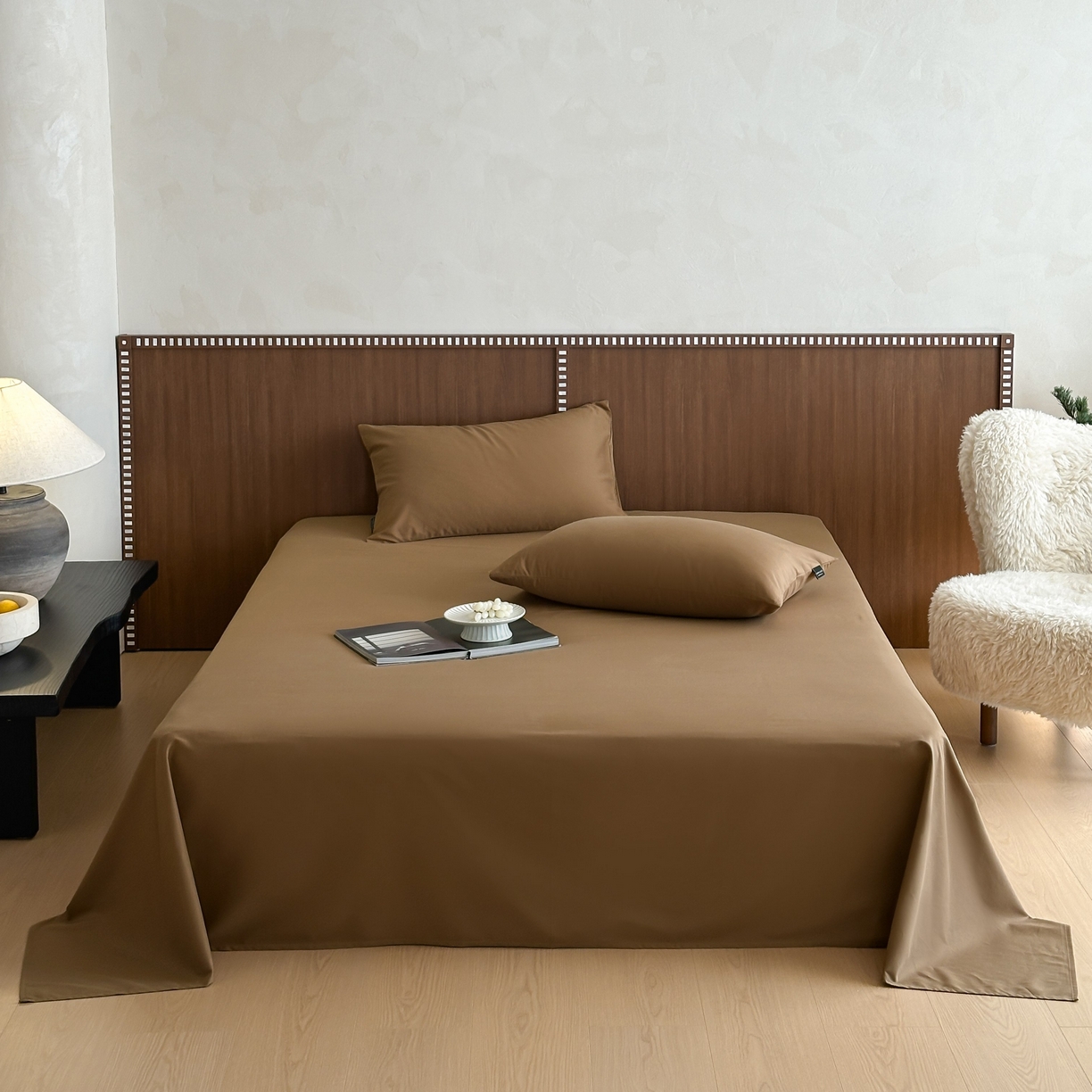 91家纺网 家纺一手货源 找家纺 三味舒屋 2025新款50支磨毛长绒棉纯棉纯色单床单床单单件-长期主义 金属咖