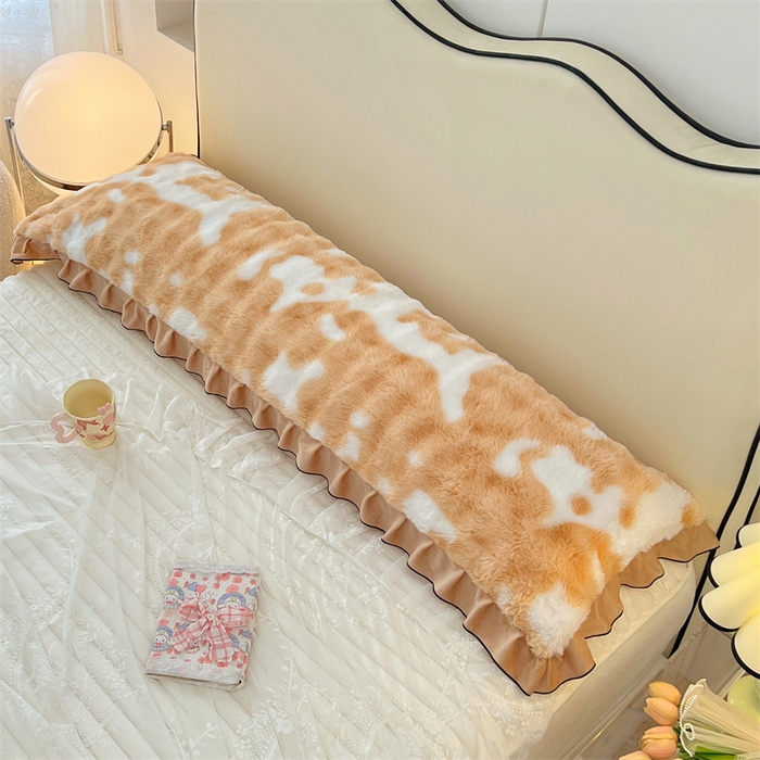 91家纺网 家纺一手货源 找家纺 梦舒羽 2025新款兔毛绒花边双人枕套牛奶绒加长情侣枕芯套雪花绒枕头套-泡泡 兔毛绒泡泡花边款-梦幻奶咖