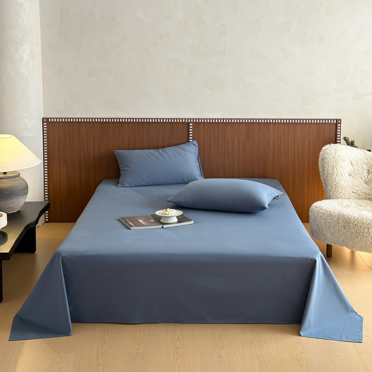 91家纺网 家纺一手货源 找家纺 三味舒屋 2025新款50支磨毛长绒棉纯棉纯色单床单床单单件-长期主义 南非蓝