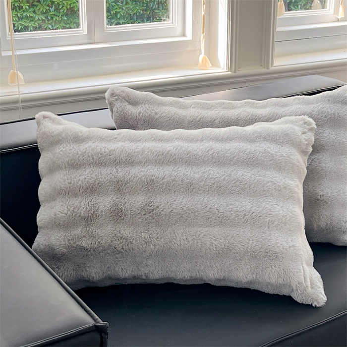 91家纺网 家纺一手货源 找家纺 梦舒羽 2025新款兔毛绒单人枕套牛奶绒枕芯套雪花绒宿舍枕头套一对装-泡泡 兔毛绒泡泡-烟雨灰