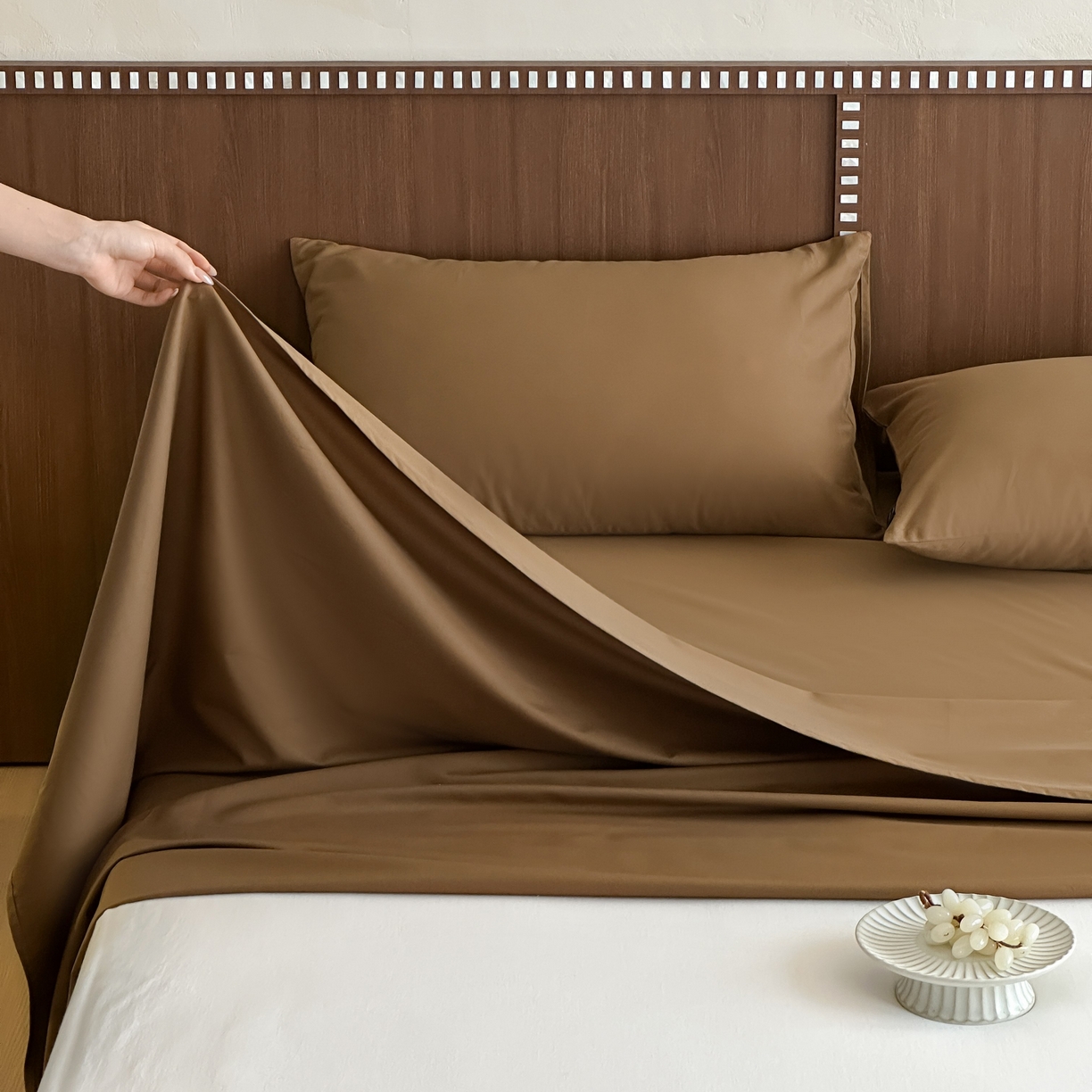 91家纺网 家纺一手货源 找家纺 三味舒屋 2025新款50支磨毛长绒棉纯棉纯色单床单床单单件-长期主义 金属咖