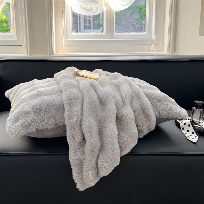 91家纺网 家纺一手货源 找家纺 梦舒羽 2025新款兔毛绒单人枕套牛奶绒枕芯套雪花绒宿舍枕头套一对装-泡泡 兔毛绒泡泡-烟雨灰