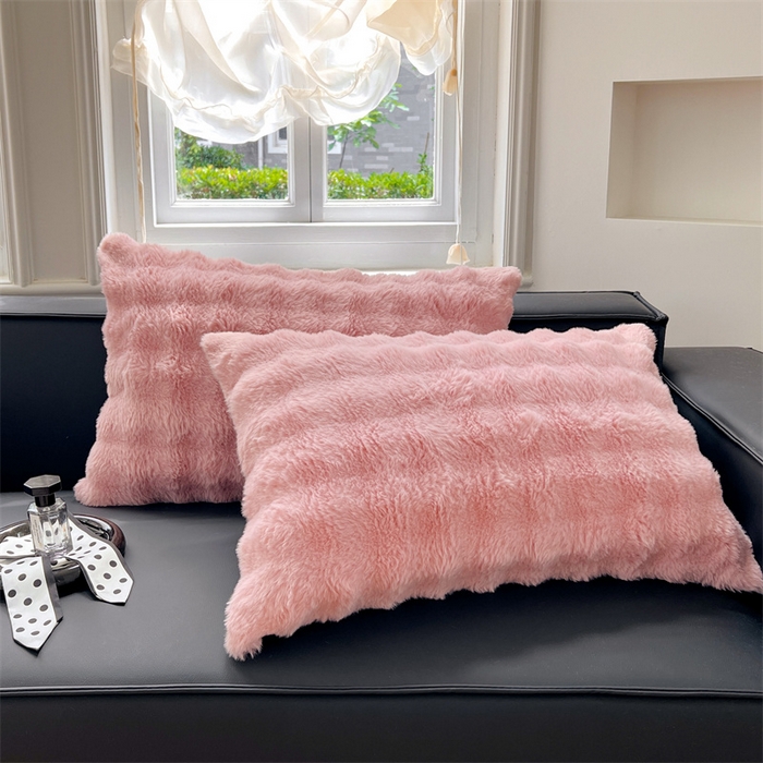 91家纺网 家纺一手货源 找家纺 梦舒羽 2025新款兔毛绒单人枕套牛奶绒枕芯套雪花绒宿舍枕头套一对装-泡泡 兔毛绒泡泡-云梦粉