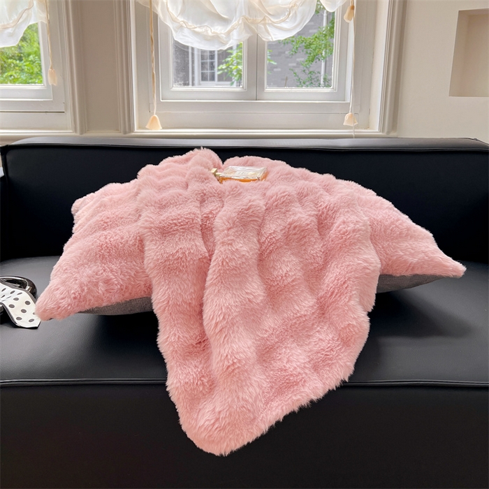 91家纺网 家纺一手货源 找家纺 梦舒羽 2025新款兔毛绒单人枕套牛奶绒枕芯套雪花绒宿舍枕头套一对装-泡泡 兔毛绒泡泡-云梦粉