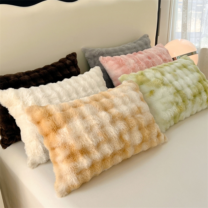 梦舒羽 2025新款兔毛绒单人枕套牛奶绒枕芯套雪花绒宿舍枕头套一对装-泡泡 组合