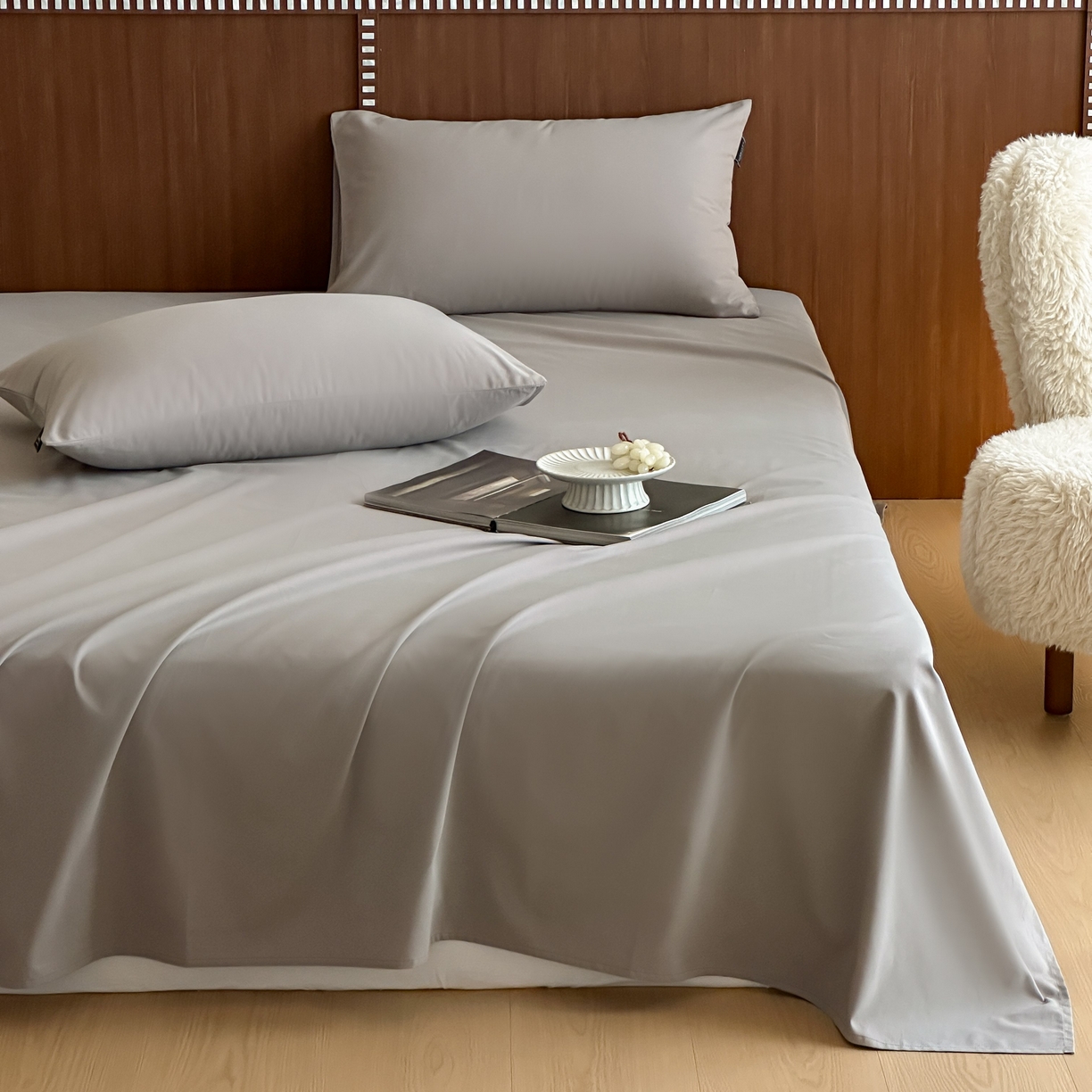 91家纺网 家纺一手货源 找家纺 三味舒屋 2025新款50支磨毛长绒棉纯棉纯色单床单床单单件-长期主义 拉丝灰