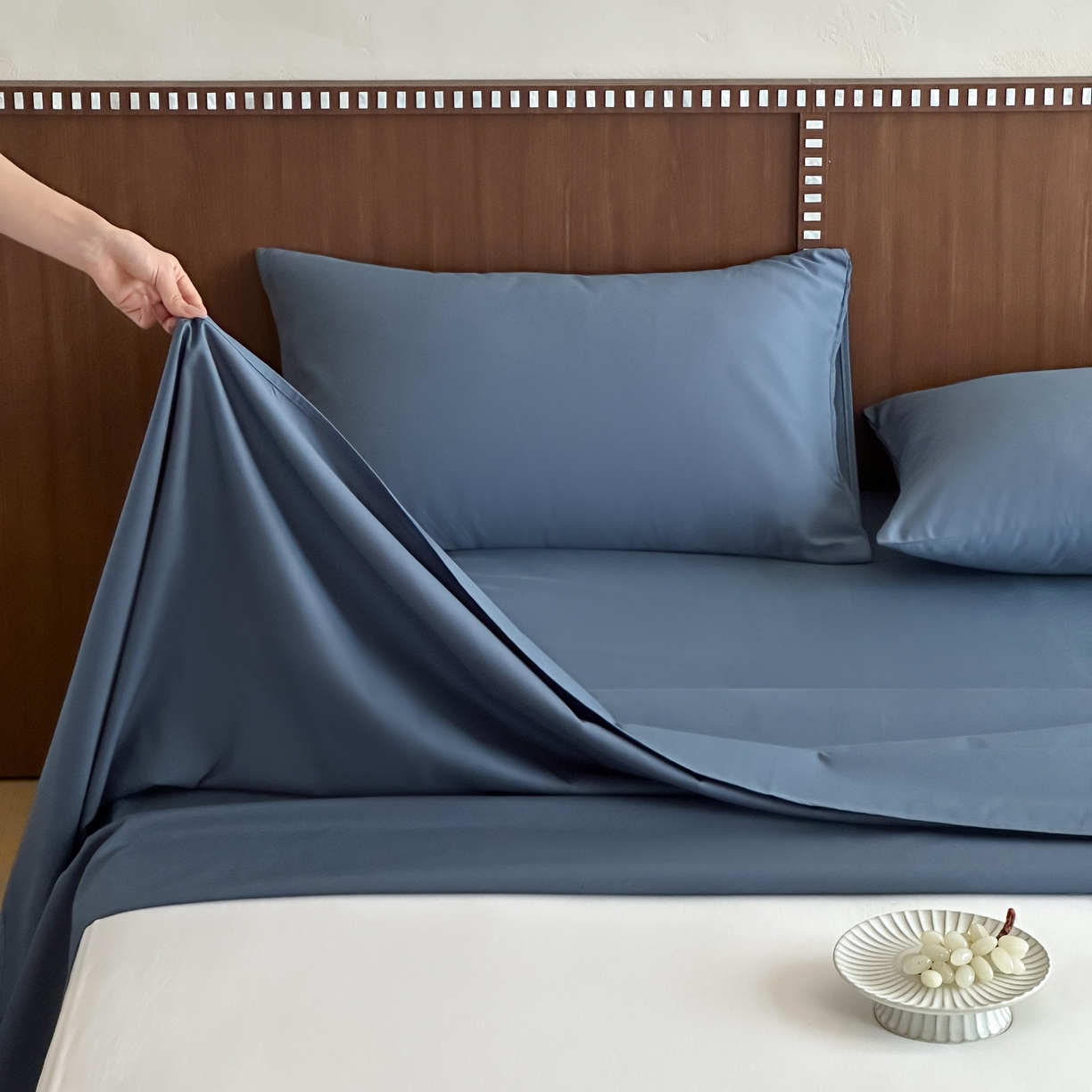 91家纺网 家纺一手货源 找家纺 三味舒屋 2025新款50支磨毛长绒棉纯棉纯色单床单床单单件-长期主义 南非蓝