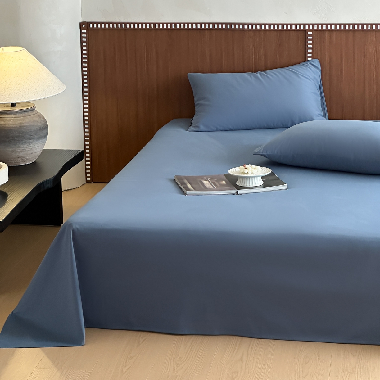 91家纺网 家纺一手货源 找家纺 三味舒屋 2025新款50支磨毛长绒棉纯棉纯色单床单床单单件-长期主义 南非蓝