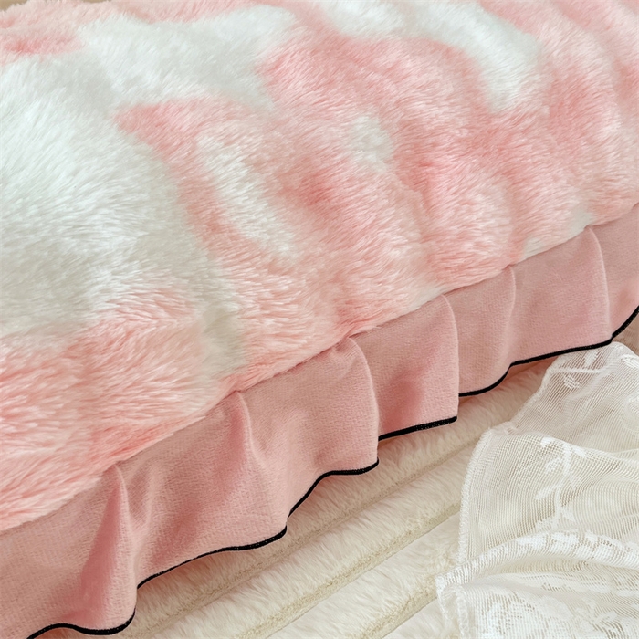 91家纺网 家纺一手货源 找家纺 梦舒羽 2025新款兔毛绒花边双人枕套牛奶绒加长情侣枕芯套雪花绒枕头套-泡泡 兔毛绒泡泡花边款-梦幻樱粉