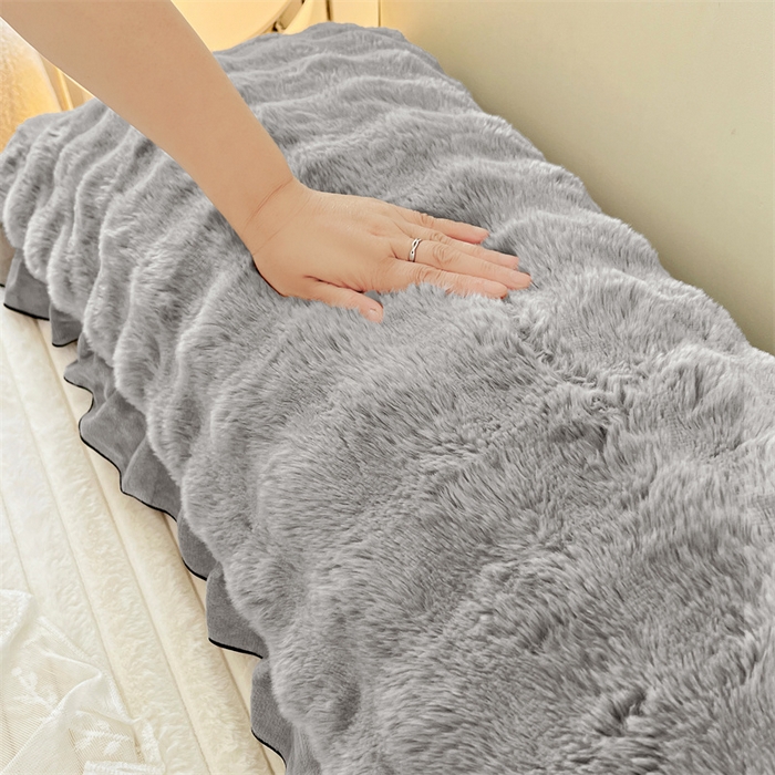 91家纺网 家纺一手货源 找家纺 梦舒羽 2025新款兔毛绒花边双人枕套牛奶绒加长情侣枕芯套雪花绒枕头套-泡泡 兔毛绒泡泡花边款-烟雨灰