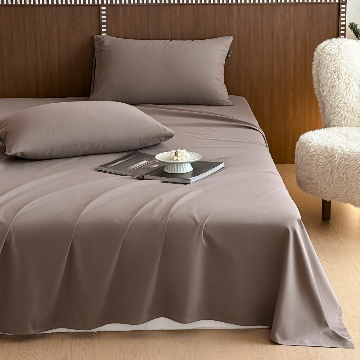 91家纺网 家纺一手货源 找家纺 三味舒屋 2025新款50支磨毛长绒棉纯棉纯色单床单床单单件-长期主义 巧克力