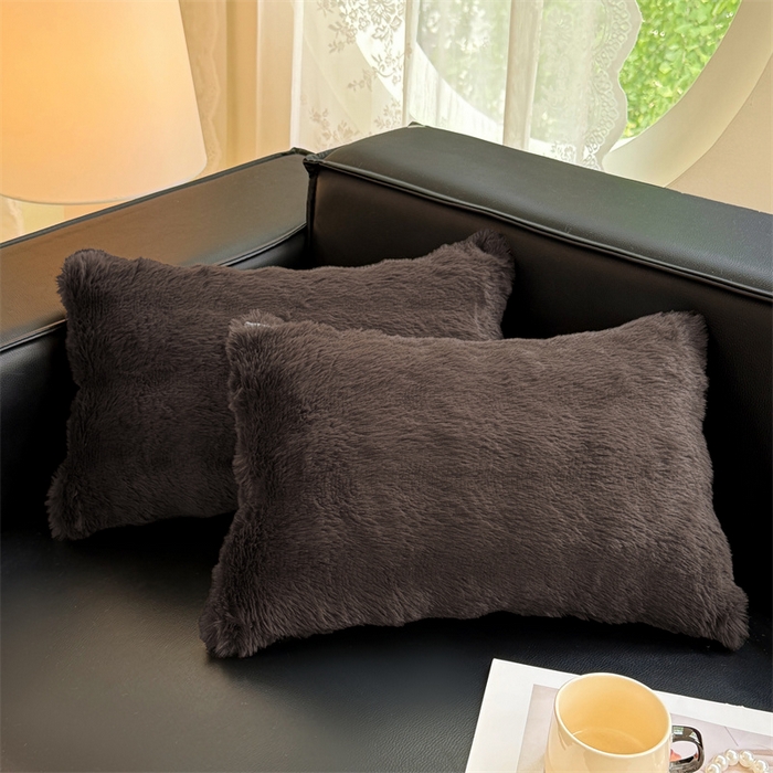 91家纺网 家纺一手货源 找家纺 梦舒羽 2025新款兔毛绒抱枕套单人牛奶绒枕芯套雪花绒儿童枕枕头套-泡泡 兔毛绒泡泡-咖啡色