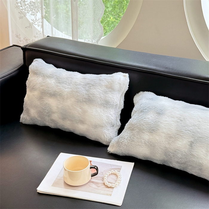 91家纺网 家纺一手货源 找家纺 梦舒羽 2025新款兔毛绒抱枕套单人牛奶绒枕芯套雪花绒儿童枕枕头套-泡泡 兔毛绒泡泡-梦幻浅灰