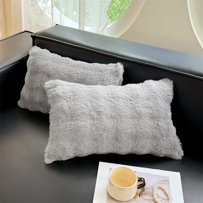 91家纺网 家纺一手货源 找家纺 梦舒羽 2025新款兔毛绒抱枕套单人牛奶绒枕芯套雪花绒儿童枕枕头套-泡泡 兔毛绒泡泡-烟雨灰