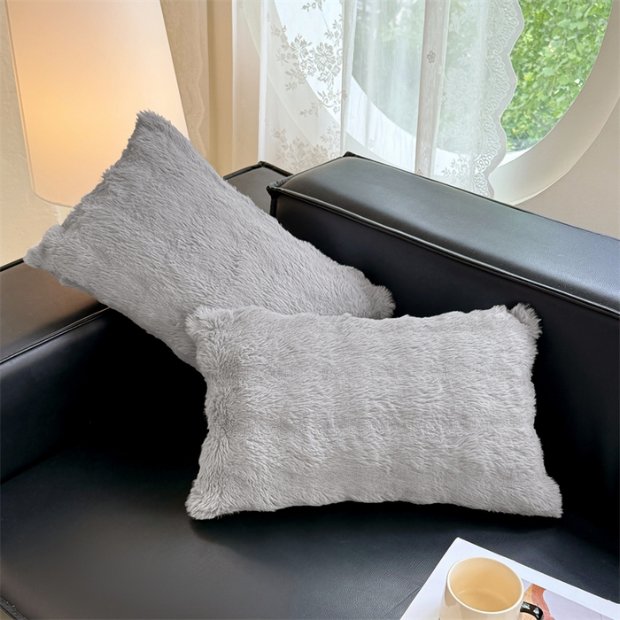 91家纺网 家纺一手货源 找家纺 梦舒羽 2025新款兔毛绒抱枕套单人牛奶绒枕芯套雪花绒儿童枕枕头套-泡泡 兔毛绒泡泡-烟雨灰