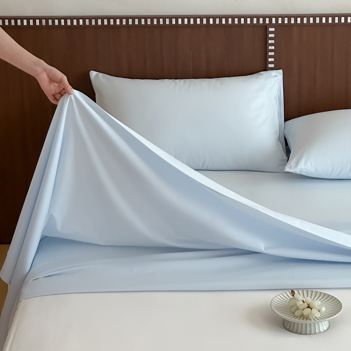 91家纺网 家纺一手货源 找家纺 三味舒屋 2025新款50支磨毛长绒棉纯棉纯色单床单床单单件-长期主义 晴天蓝