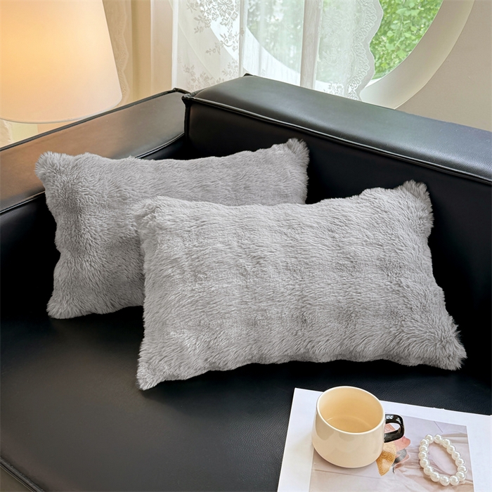 91家纺网 家纺一手货源 找家纺 梦舒羽 2025新款兔毛绒抱枕套单人牛奶绒枕芯套雪花绒儿童枕枕头套-泡泡 兔毛绒泡泡-烟雨灰