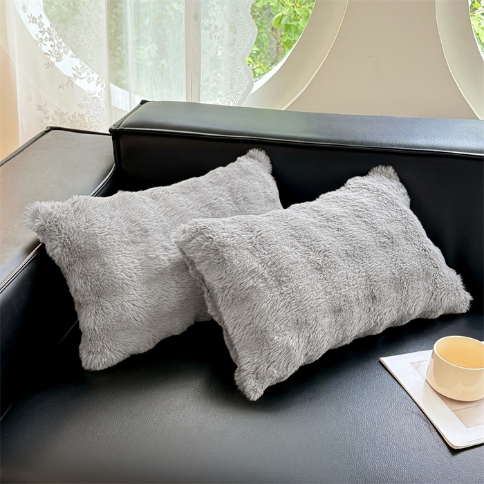 91家纺网 家纺一手货源 找家纺 梦舒羽 2025新款兔毛绒抱枕套单人牛奶绒枕芯套雪花绒儿童枕枕头套-泡泡 兔毛绒泡泡-烟雨灰