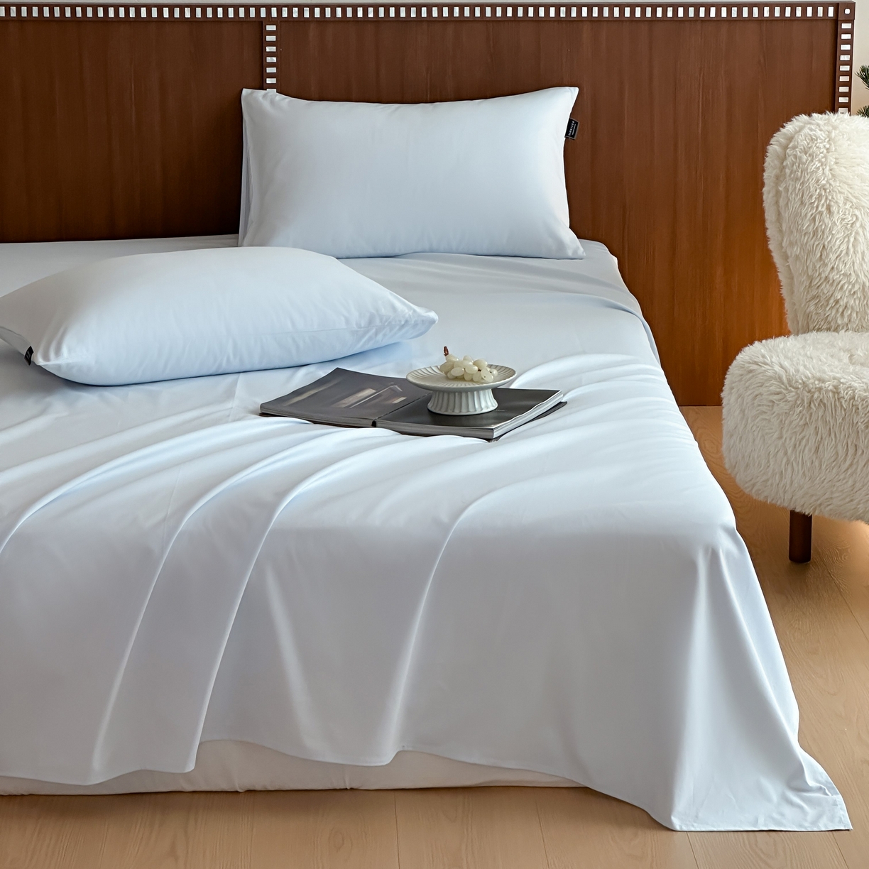 91家纺网 家纺一手货源 找家纺 三味舒屋 2025新款50支磨毛长绒棉纯棉纯色单床单床单单件-长期主义 晴天蓝