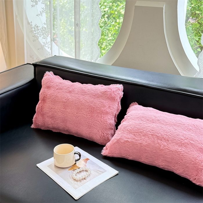 91家纺网 家纺一手货源 找家纺 梦舒羽 2025新款兔毛绒抱枕套单人牛奶绒枕芯套雪花绒儿童枕枕头套-泡泡 兔毛绒泡泡-云梦粉