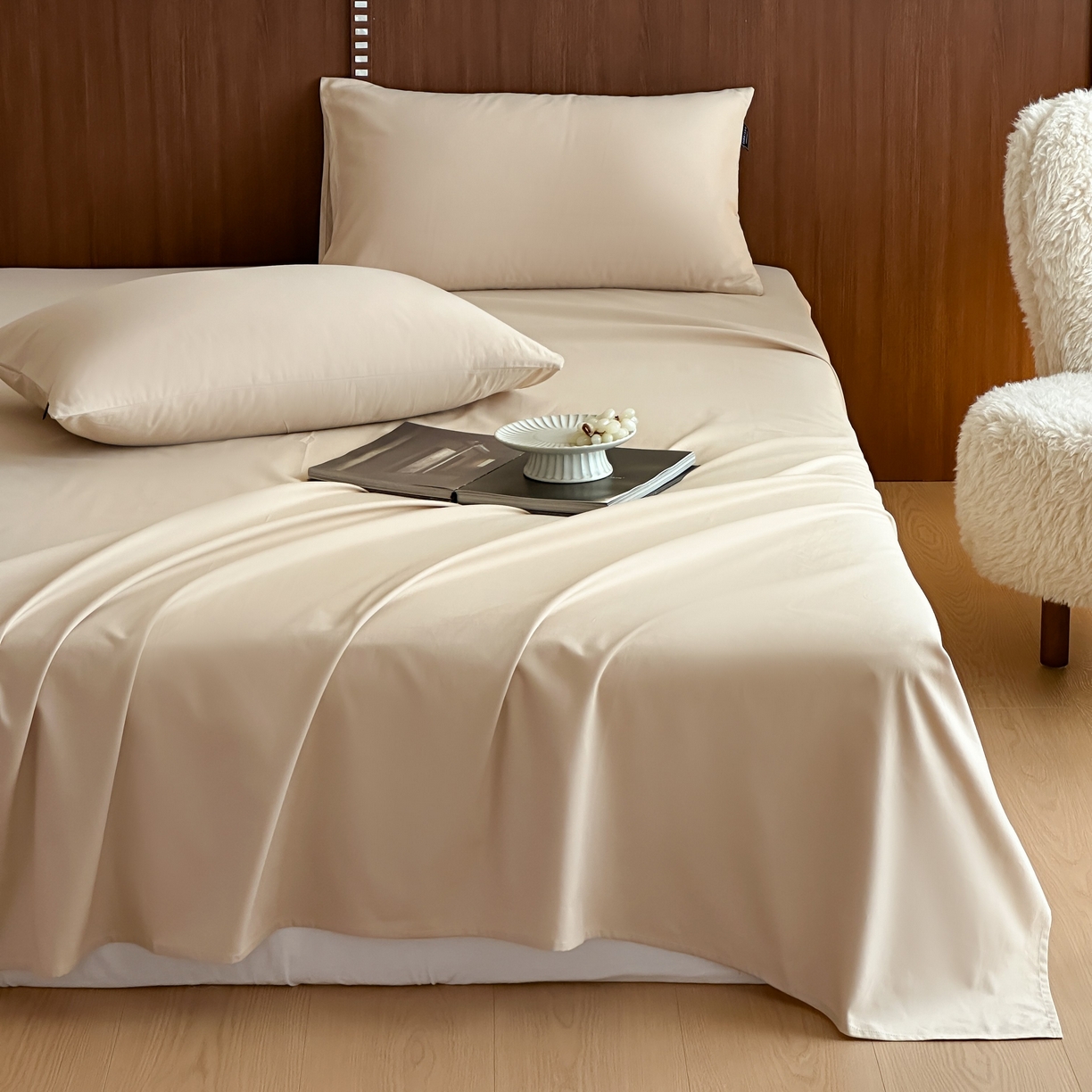 91家纺网 家纺一手货源 找家纺 三味舒屋 2025新款50支磨毛长绒棉纯棉纯色单床单床单单件-长期主义 曲奇