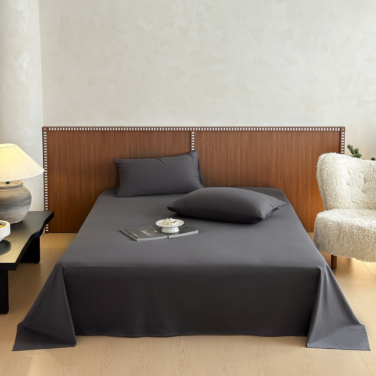 91家纺网 家纺一手货源 找家纺 三味舒屋 2025新款50支磨毛长绒棉纯棉纯色单床单床单单件-长期主义 深灰