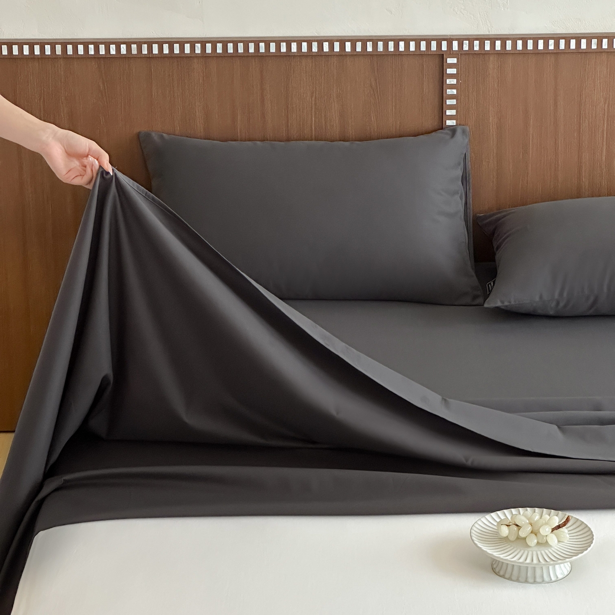 91家纺网 家纺一手货源 找家纺 三味舒屋 2025新款50支磨毛长绒棉纯棉纯色单床单床单单件-长期主义 深灰