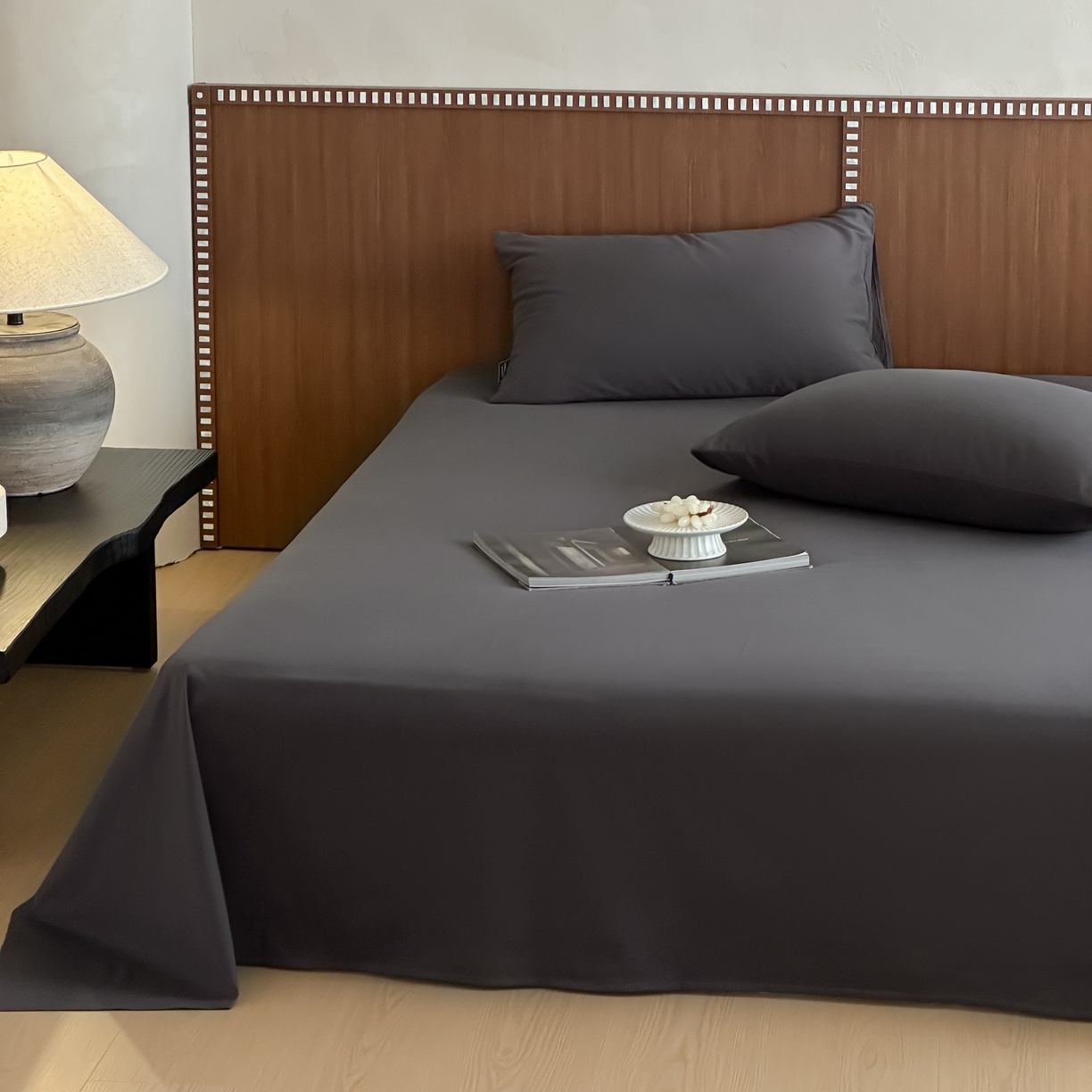 91家纺网 家纺一手货源 找家纺 三味舒屋 2025新款50支磨毛长绒棉纯棉纯色单床单床单单件-长期主义 深灰