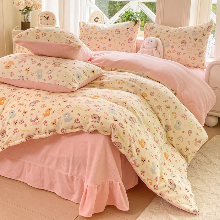 91家纺网 家纺一手货源 找家纺 （总）豫见家纺 2025新款牛奶绒印花四件套