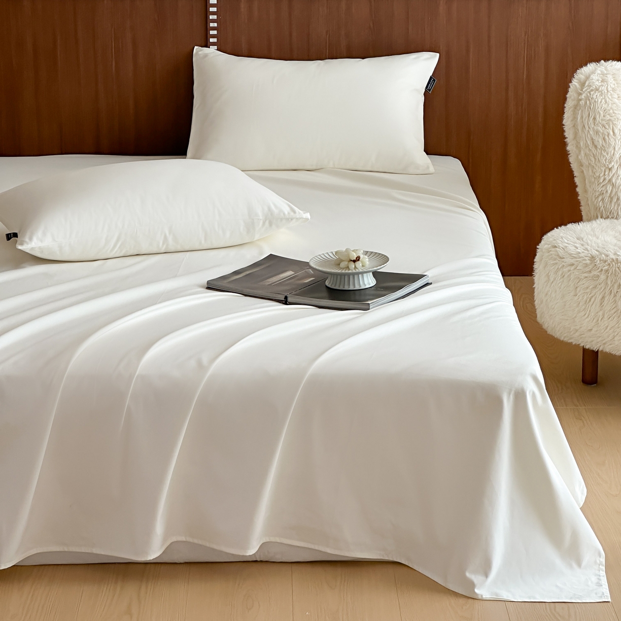 91家纺网 家纺一手货源 找家纺 三味舒屋 2025新款50支磨毛长绒棉纯棉纯色单床单床单单件-长期主义 雪白