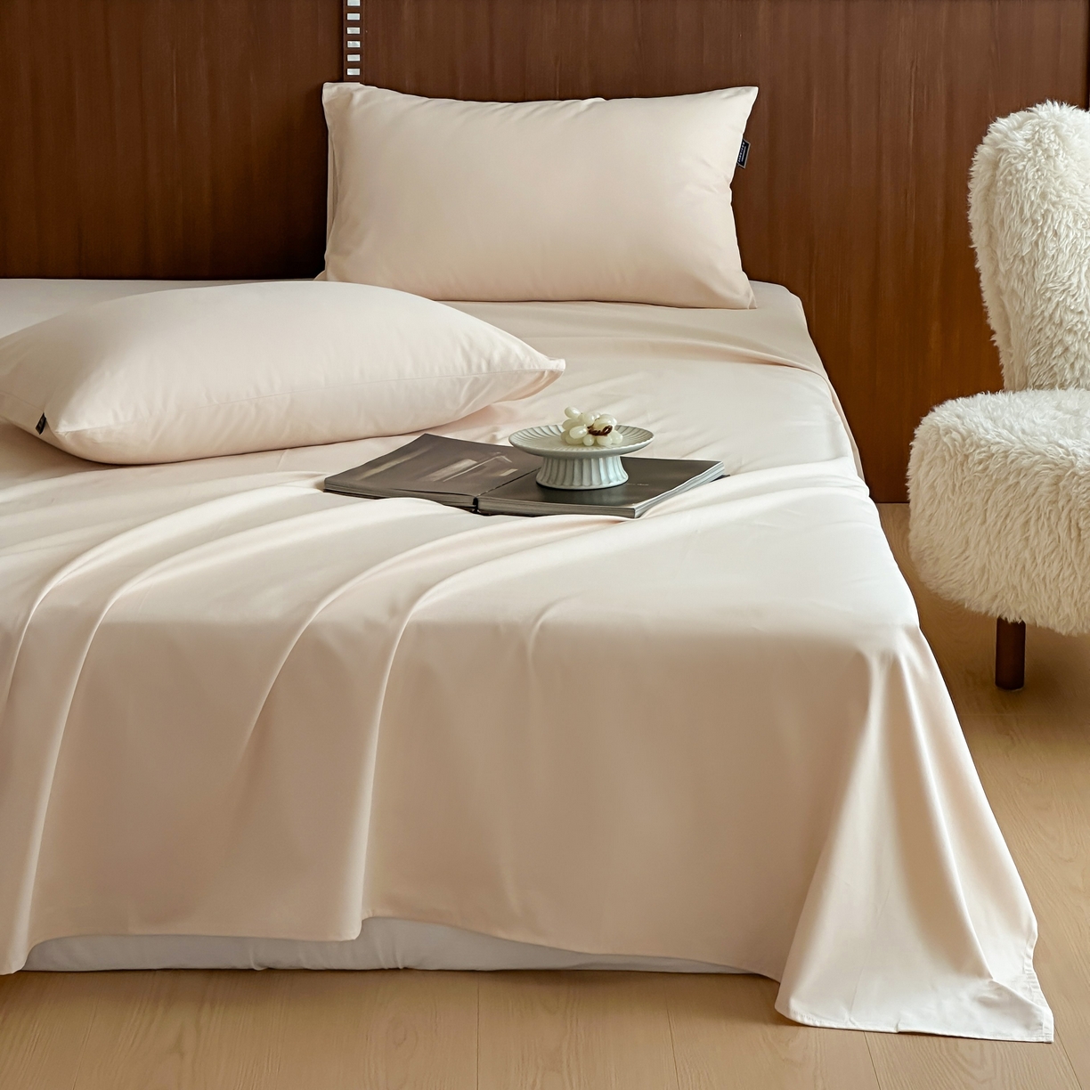 91家纺网 家纺一手货源 找家纺 三味舒屋 2025新款50支磨毛长绒棉纯棉纯色单床单床单单件-长期主义 亚麻金