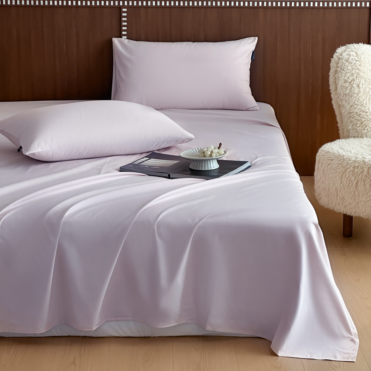 91家纺网 家纺一手货源 找家纺 三味舒屋 2025新款50支磨毛长绒棉纯棉纯色单床单床单单件-长期主义 紫灰