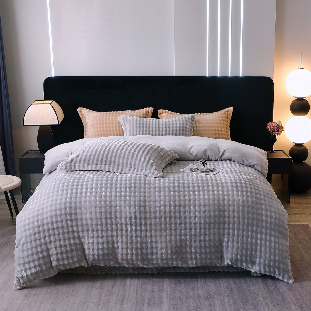 91家纺网 家纺一手货源 找家纺 （总）肖恩毯业 2025新款泡泡绒仿兔毛绒四件套牛奶绒4件套8斤重加厚高密保暖