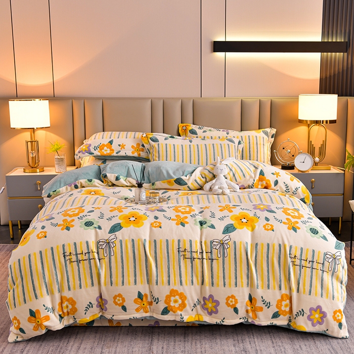 丽涵家纺 2025秋冬新品230克全工艺消光牛奶绒印花四件套 莫奈花园