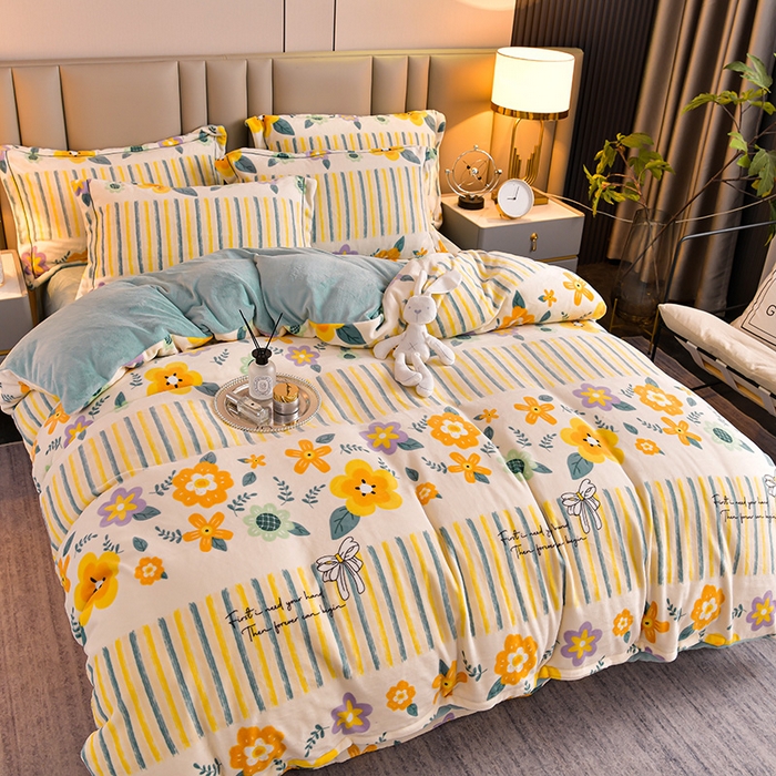 91家纺网 家纺一手货源 找家纺 丽涵家纺 2025秋冬新品230克全工艺消光牛奶绒印花四件套 莫奈花园