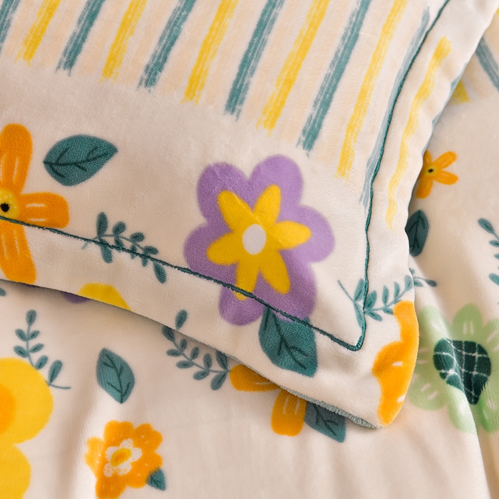 91家纺网 家纺一手货源 找家纺 丽涵家纺 2025秋冬新品230克全工艺消光牛奶绒印花四件套 莫奈花园