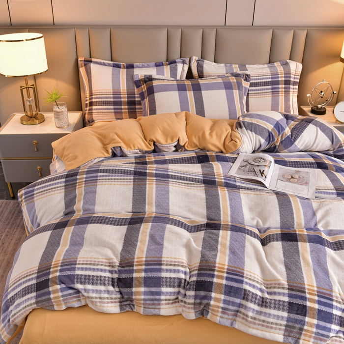 91家纺网 家纺一手货源 找家纺 丽涵家纺 2025秋冬新品230克全工艺消光牛奶绒印花四件套 苏格兰