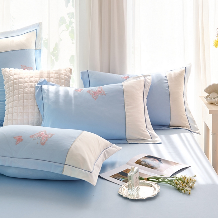 91家纺网 家纺一手货源 找家纺 包小包 2025新款臻丝棉拼角刺绣工艺四件套-羽栖 羽栖-天蓝