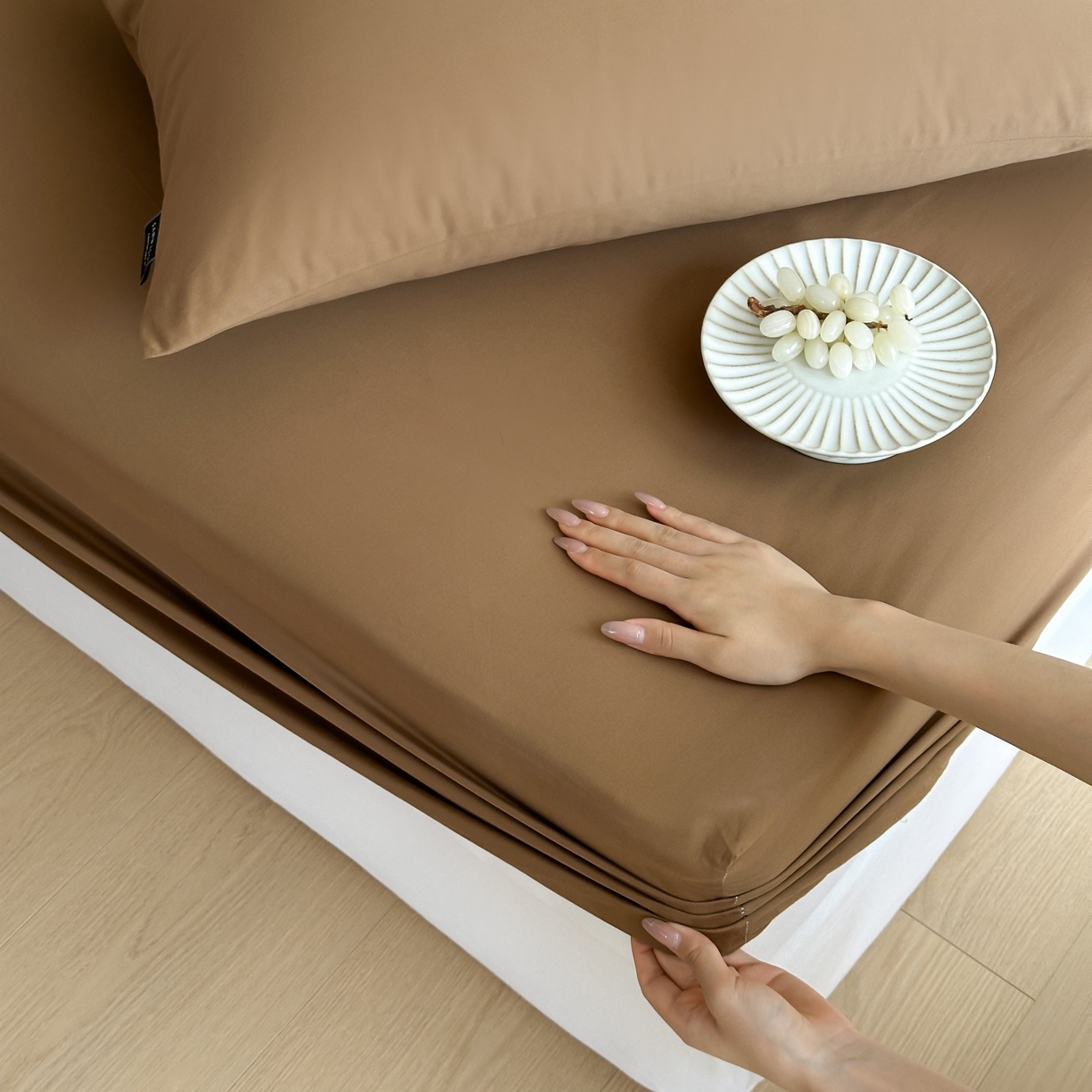 91家纺网 家纺一手货源 找家纺 三味舒屋 2025新款50支磨毛长绒棉纯棉纯色单床笠床笠单件-长期主义 金属咖