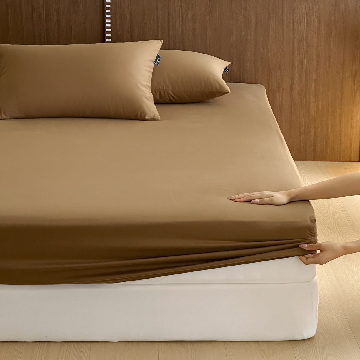 91家纺网 家纺一手货源 找家纺 三味舒屋 2025新款50支磨毛长绒棉纯棉纯色单床笠床笠单件-长期主义 金属咖