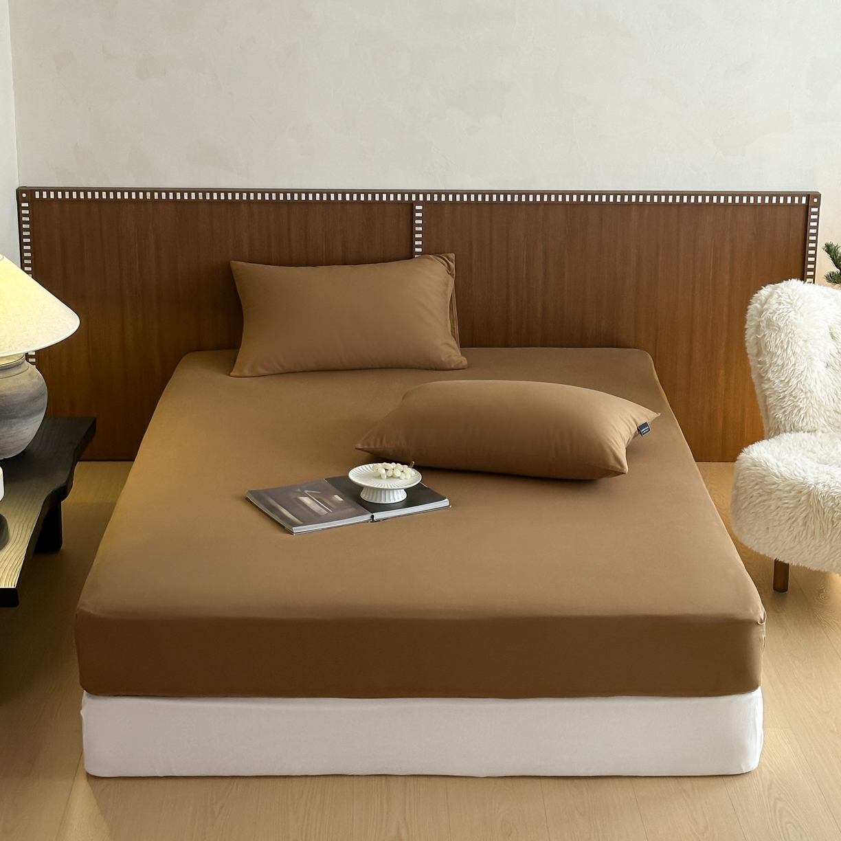 91家纺网 家纺一手货源 找家纺 三味舒屋 2025新款50支磨毛长绒棉纯棉纯色单床笠床笠单件-长期主义 金属咖