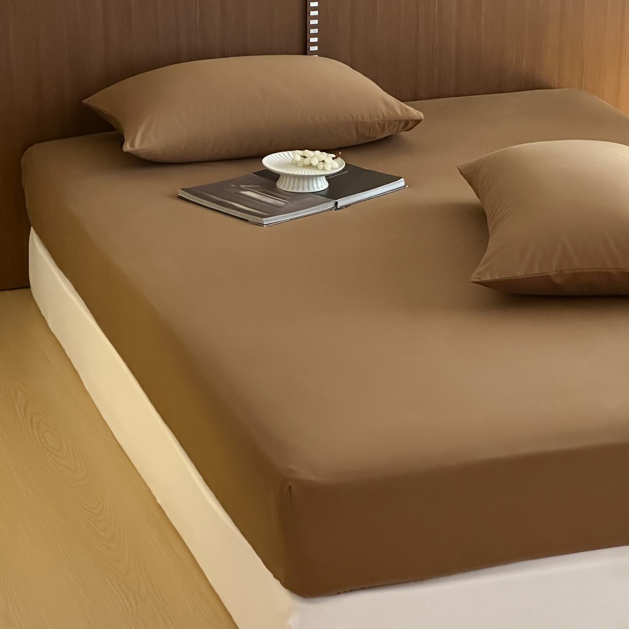 91家纺网 家纺一手货源 找家纺 三味舒屋 2025新款50支磨毛长绒棉纯棉纯色单床笠床笠单件-长期主义 金属咖