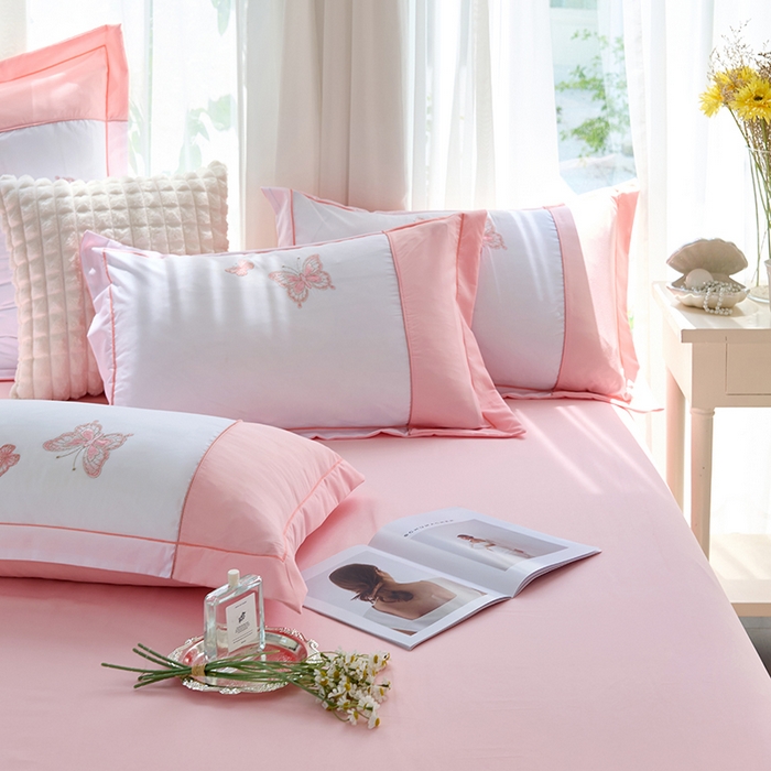 91家纺网 家纺一手货源 找家纺 包小包 2025新款臻丝棉拼角刺绣工艺四件套-羽栖 羽栖-奶白