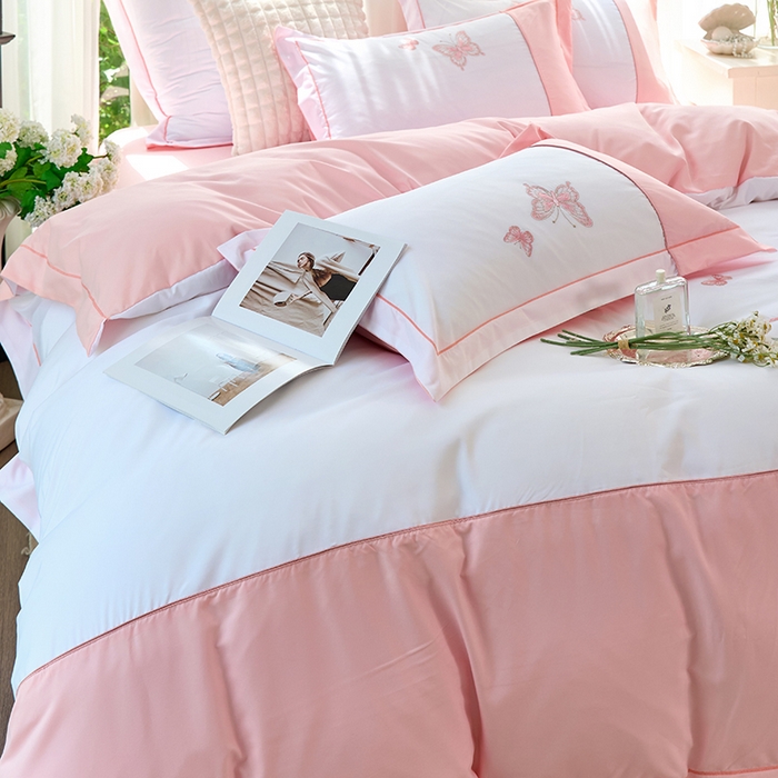 91家纺网 家纺一手货源 找家纺 包小包 2025新款臻丝棉拼角刺绣工艺四件套-羽栖 羽栖-奶白