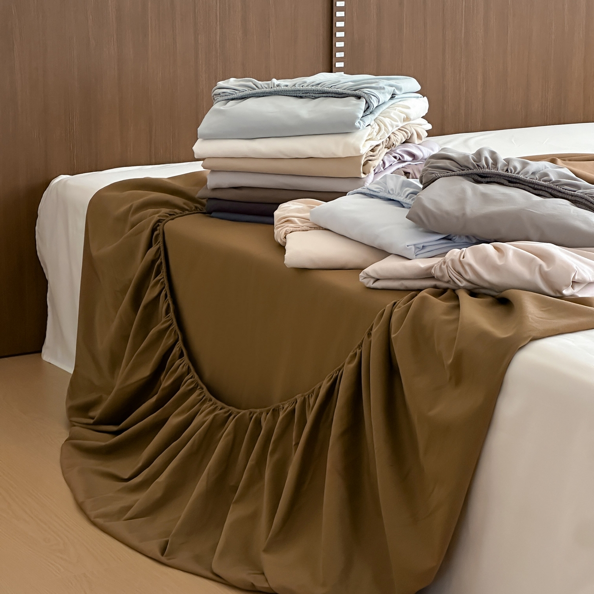 91家纺网 家纺一手货源 找家纺 三味舒屋 2025新款50支磨毛长绒棉纯棉纯色单床笠床笠单件-长期主义 组合图仅供展示不可下单