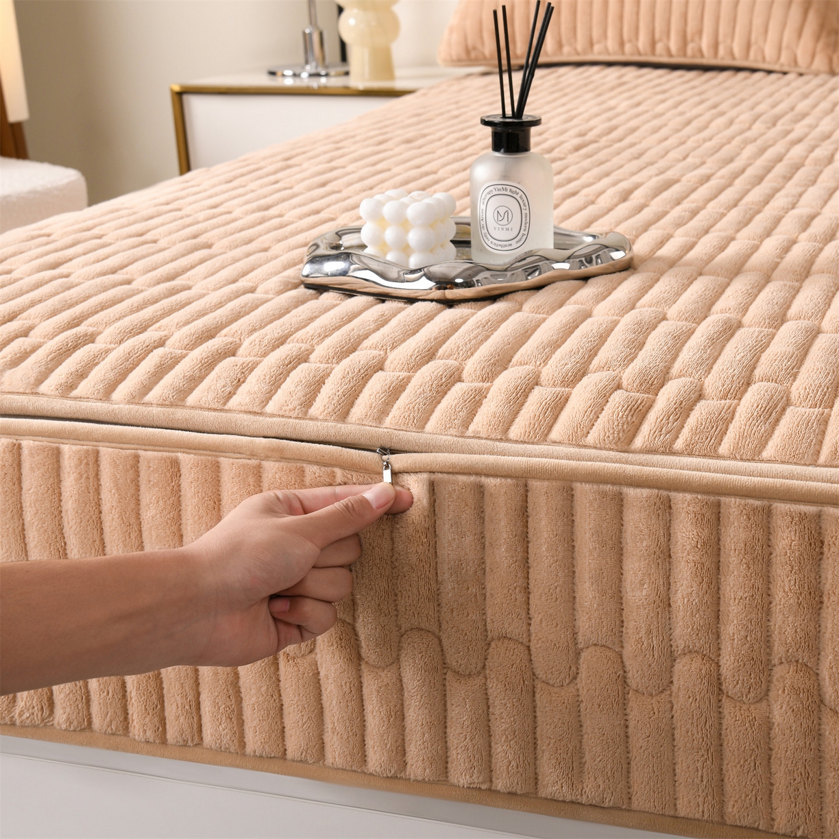 云木里 2025新款冬季230克牛奶绒六面全包单床笠床笠单件单品床笠和煦春风 和煦春风-米驼